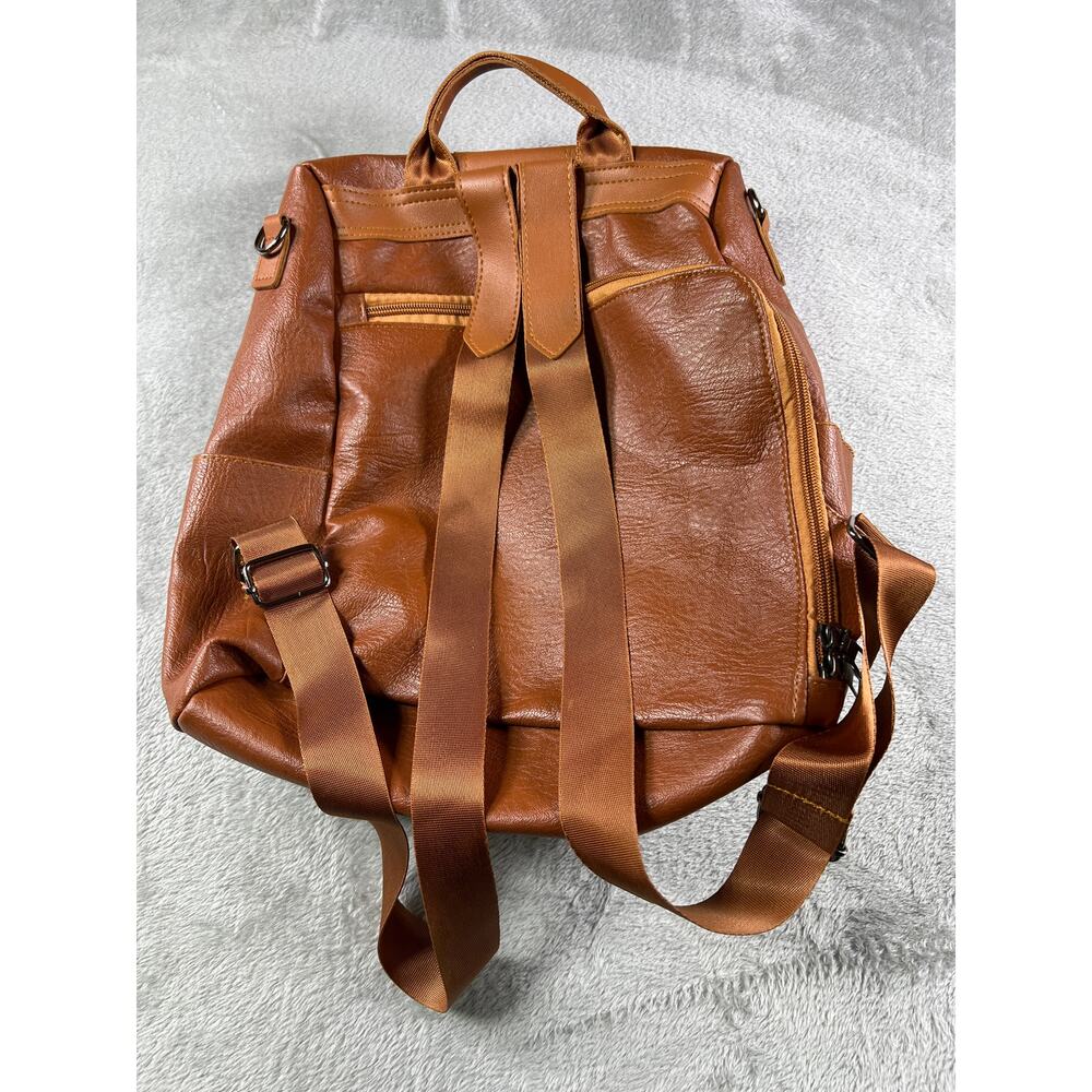 Brown Soft Leather Backpack Slouchy Minimal Travel Festival Coachella Bag - Picture 3 of 12